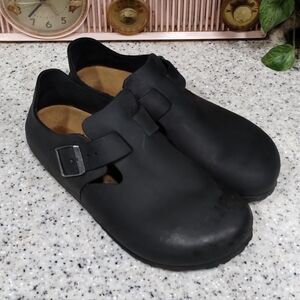 Birkenstock London Black Oiled Leather Clogs Size 40 W9 M7
